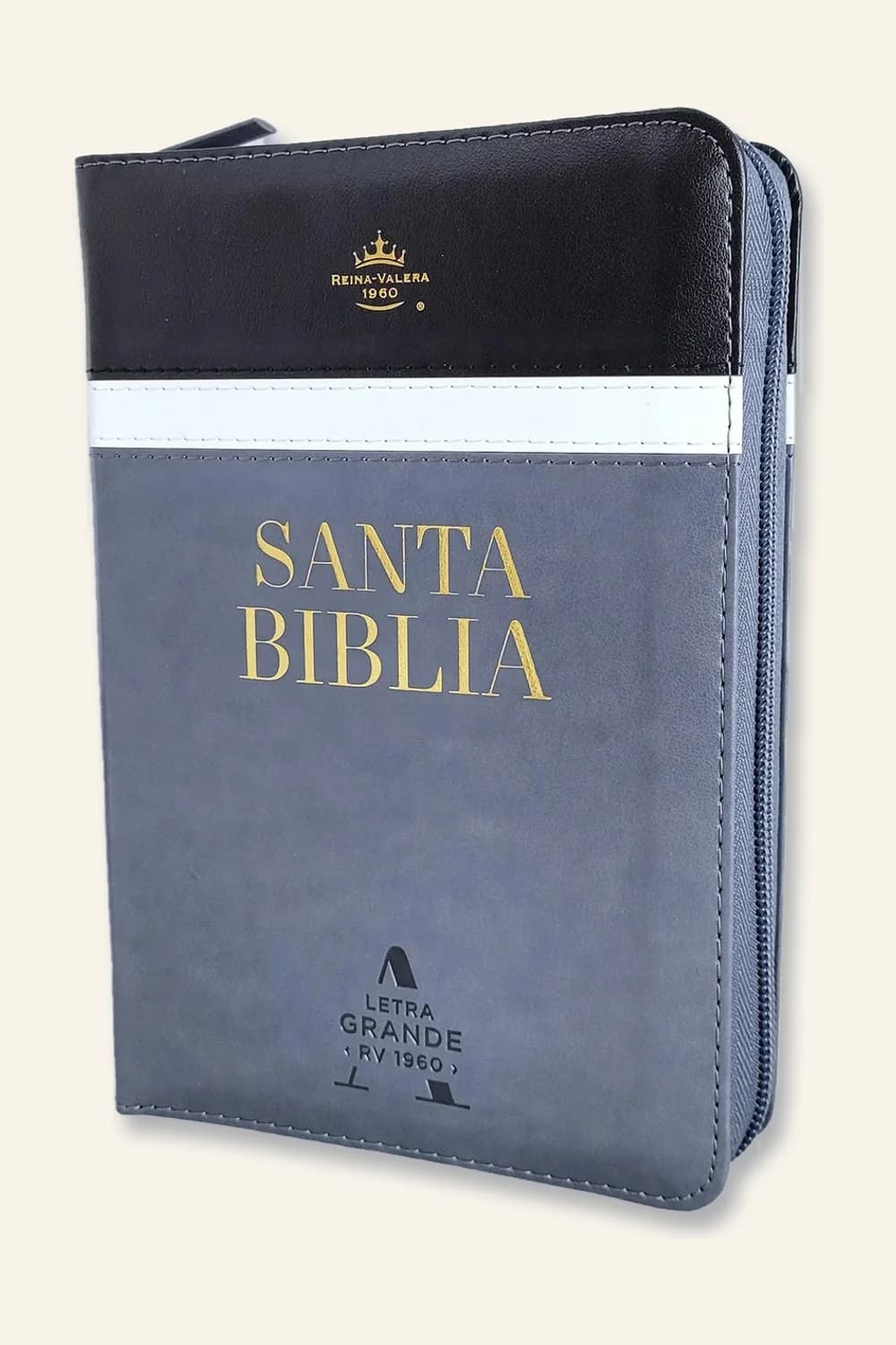 Biblia RVR1960 letra grande con cierre, azul